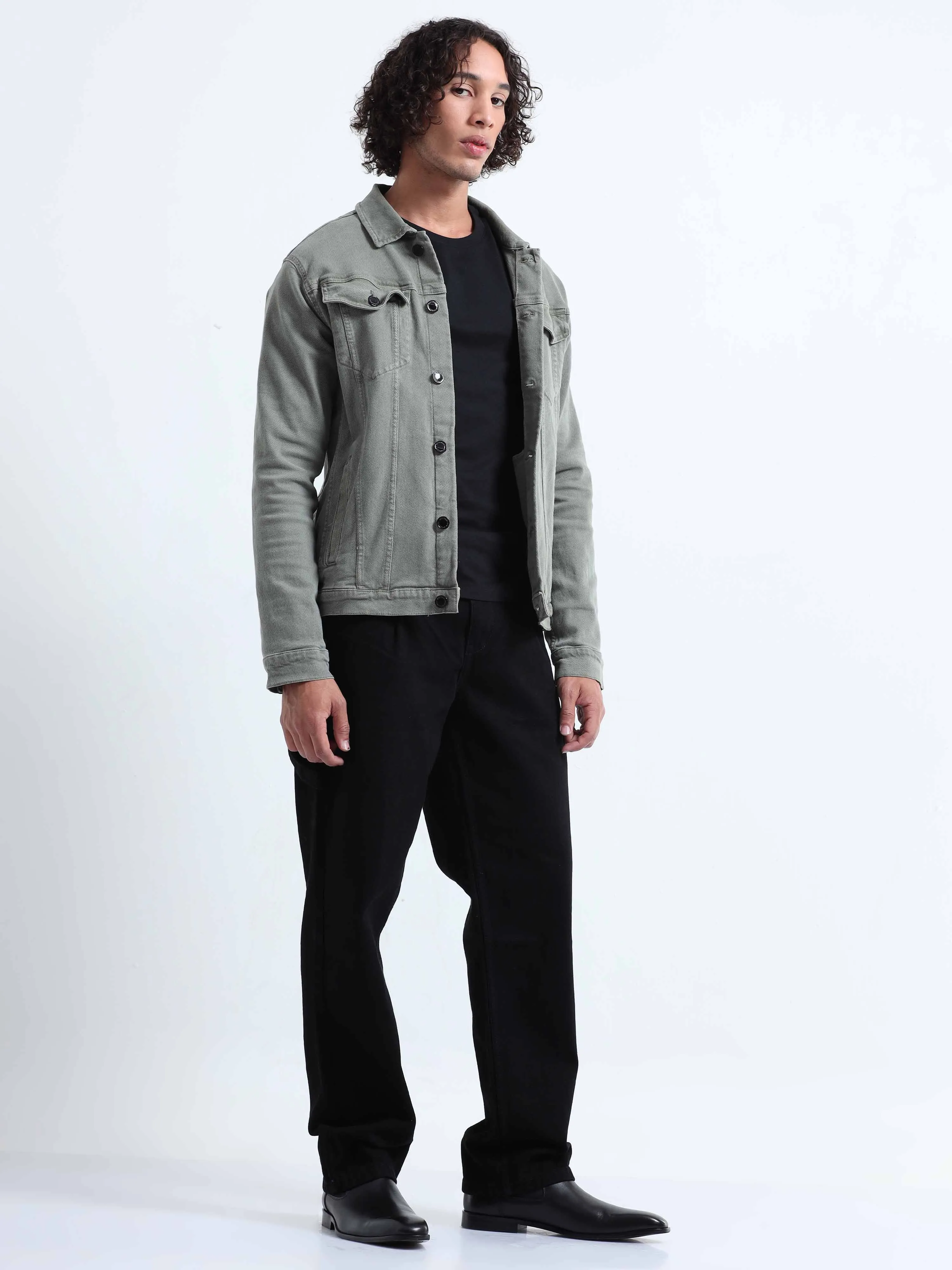 Duca Relaxed Pleated Black Denim