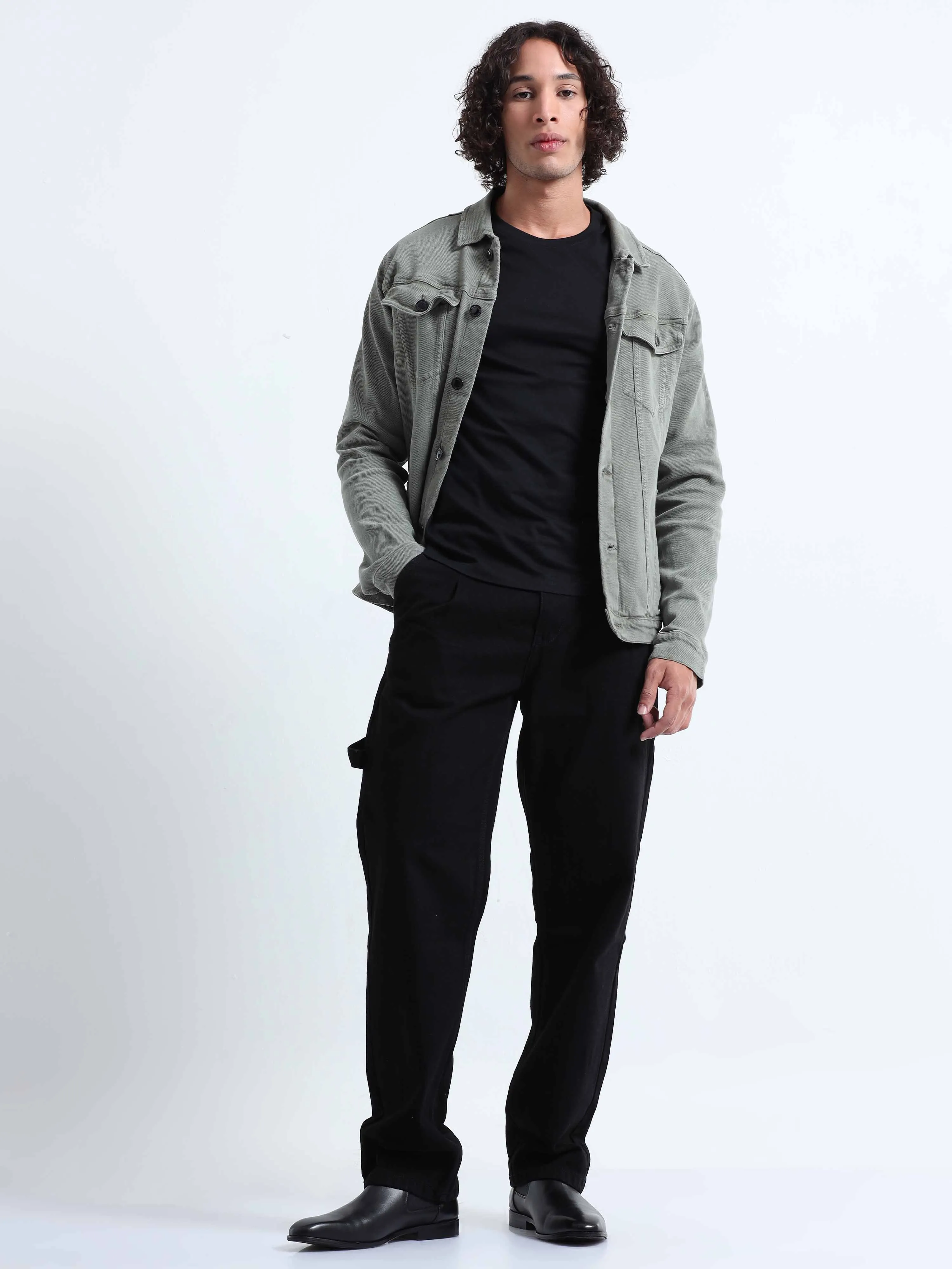 Duca Relaxed Pleated Black Denim