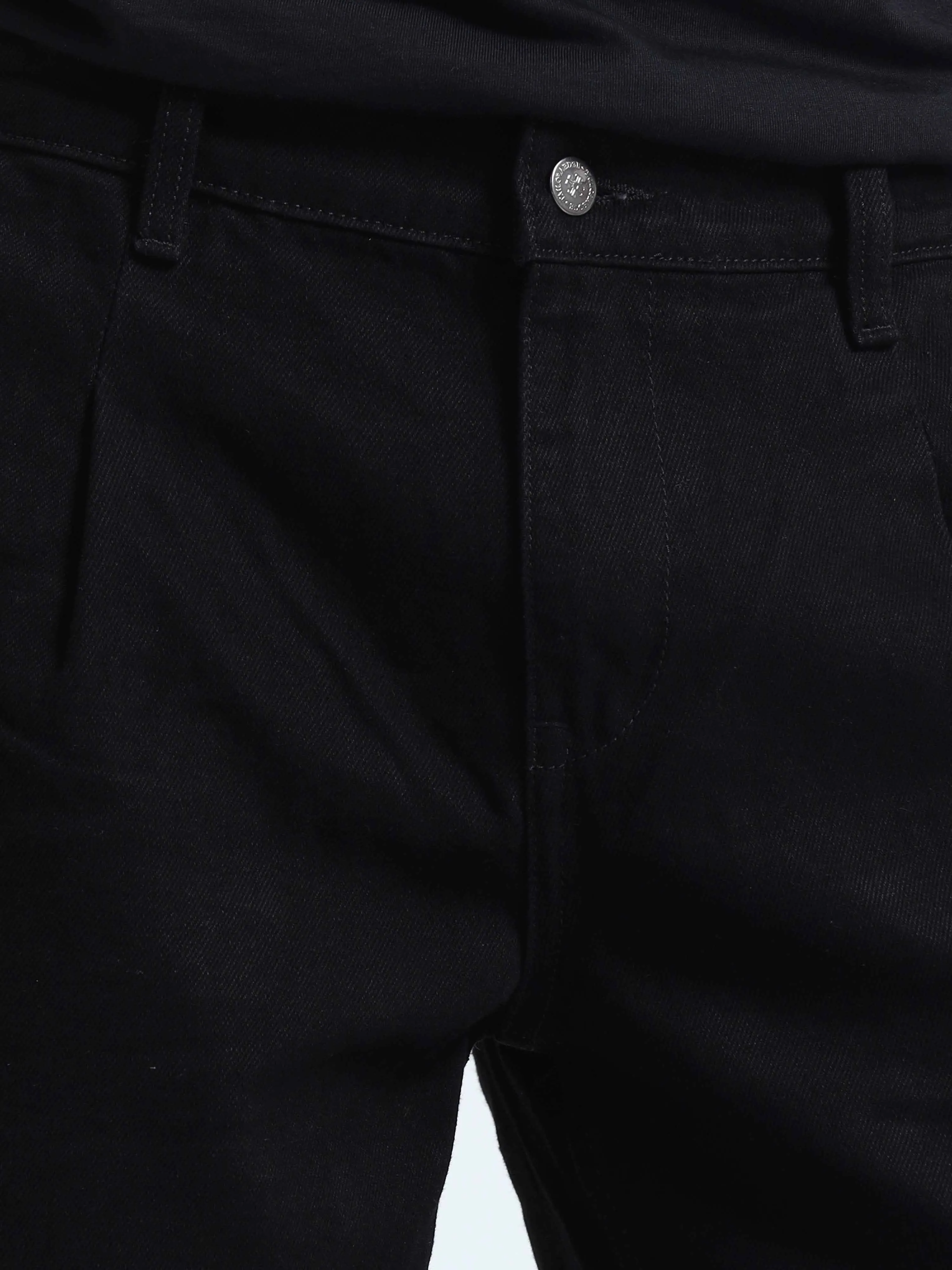 Duca Relaxed Pleated Black Denim