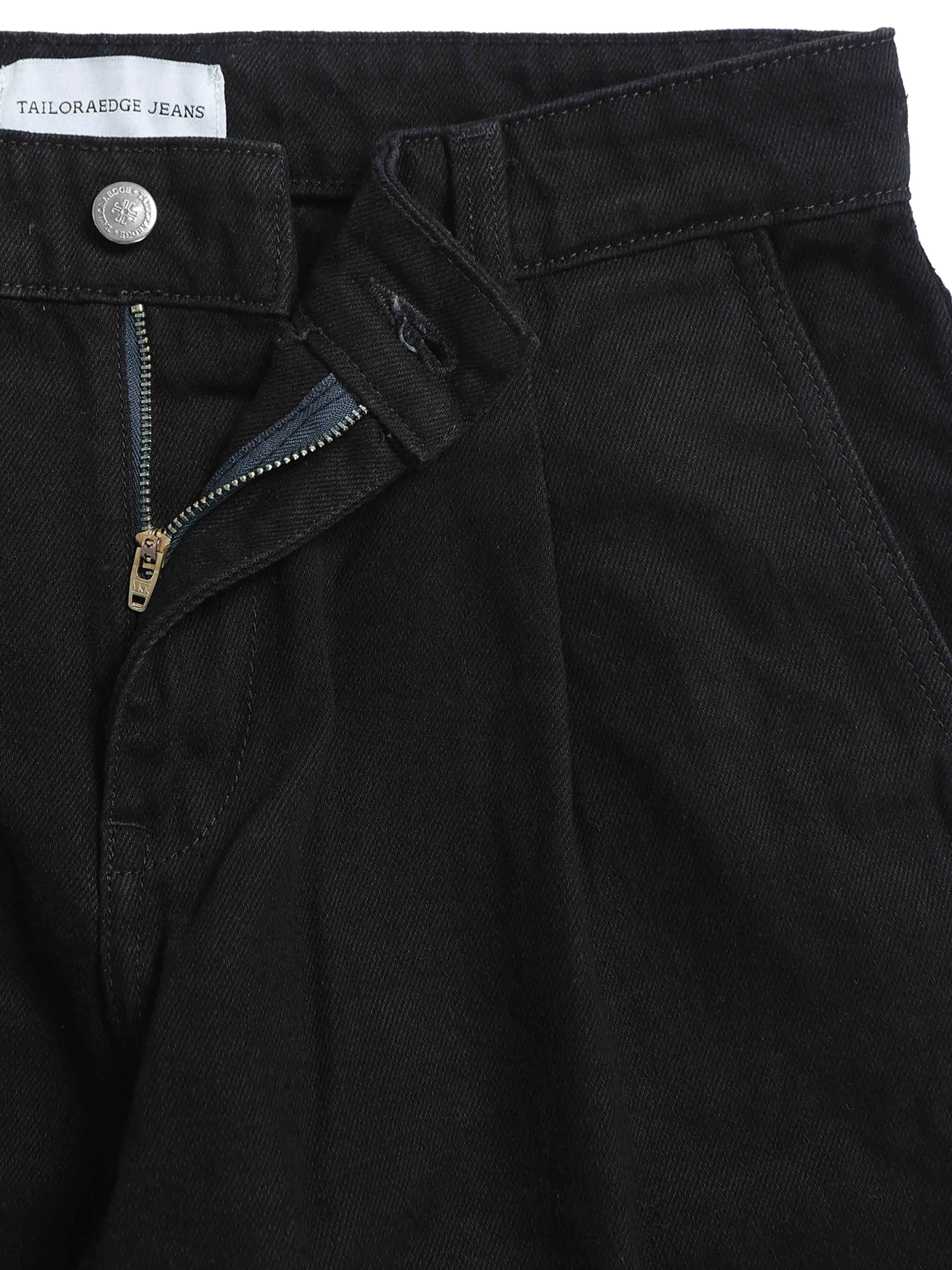 Duca Relaxed Pleated Black Denim