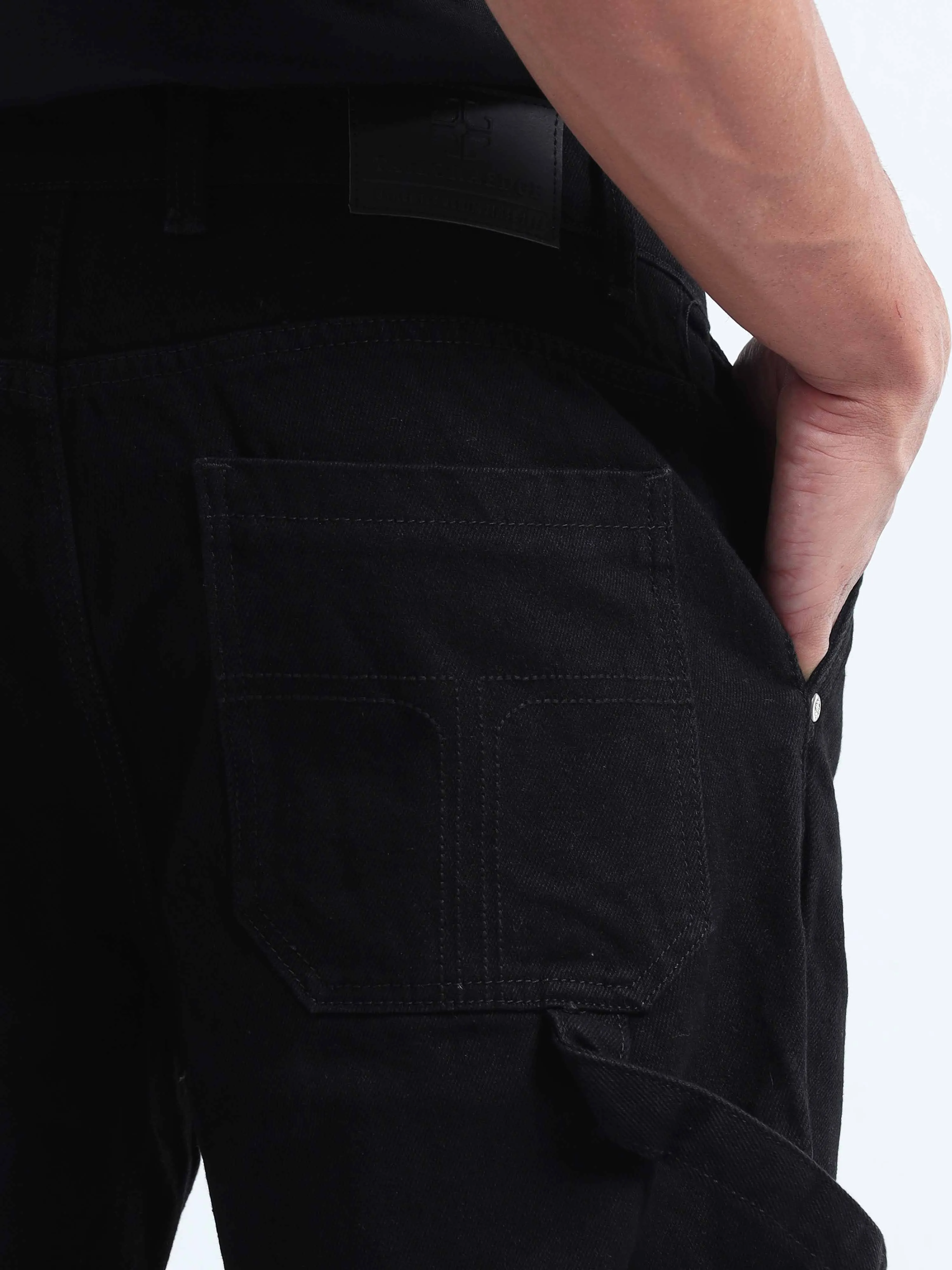 Duca Relaxed Pleated Black Denim