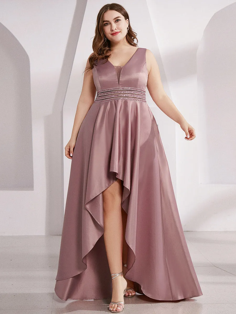 Efashiongirl Ever-Pretty Plus Size Women's V-Neck High Low Cocktail Party Maxi Dress EP00877