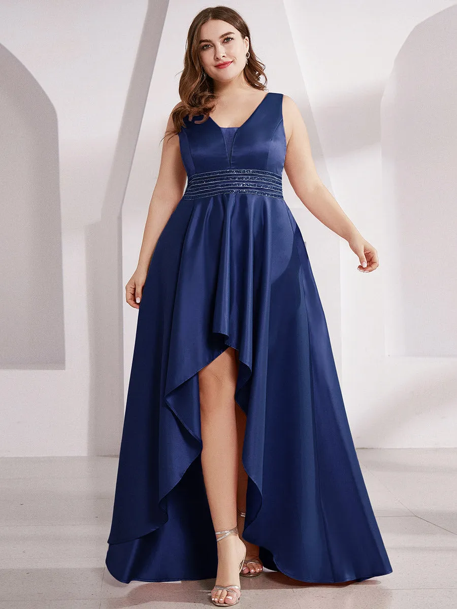 Efashiongirl Ever-Pretty Plus Size Women's V-Neck High Low Cocktail Party Maxi Dress EP00877