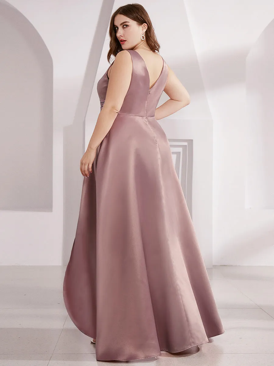 Efashiongirl Ever-Pretty Plus Size Women's V-Neck High Low Cocktail Party Maxi Dress EP00877
