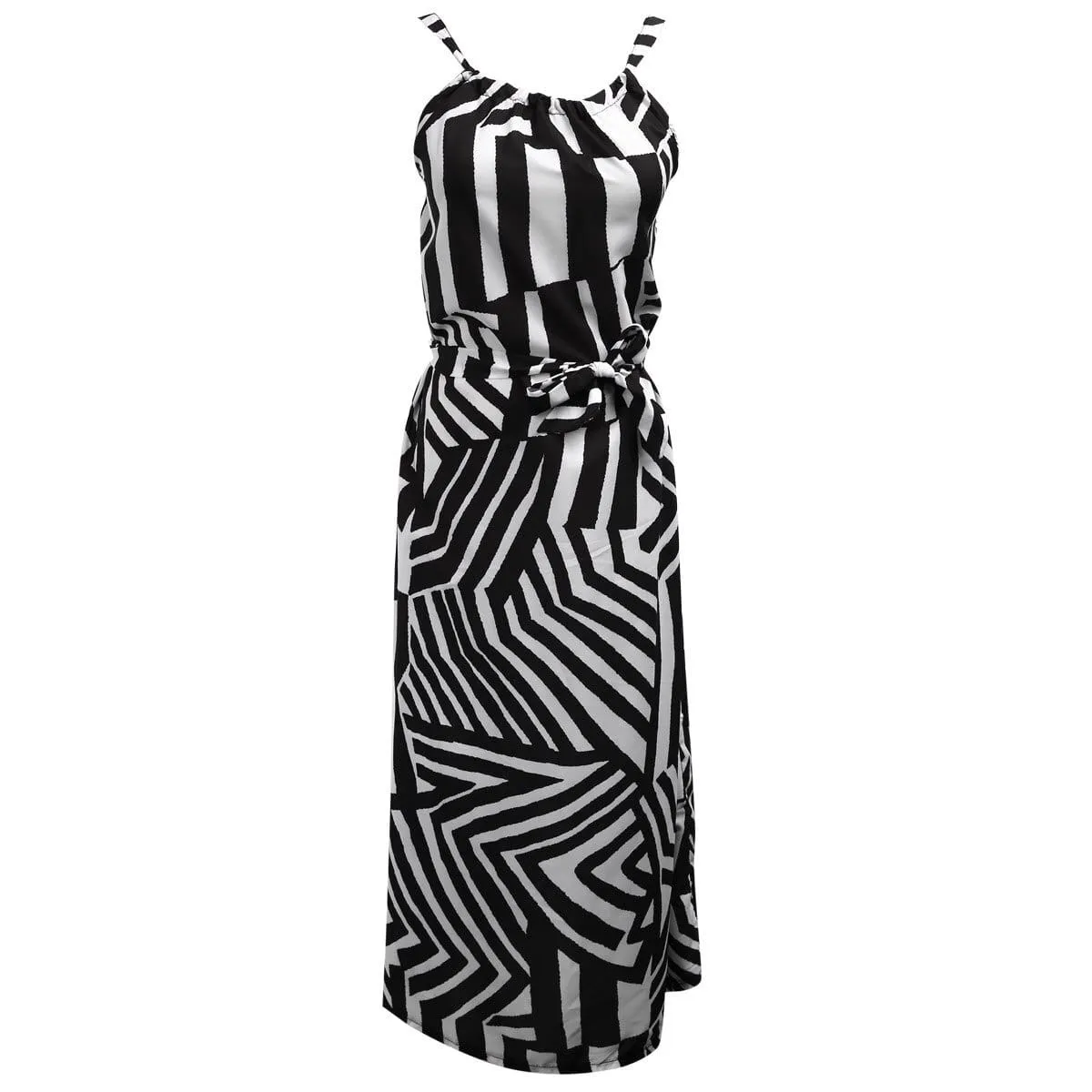 FashionSierra - Women Ladies Maxi Boho Floral Long Dress Casual Summer Beach Long Dress Striped Sleeveless High Waist Dress New arrival Sundress