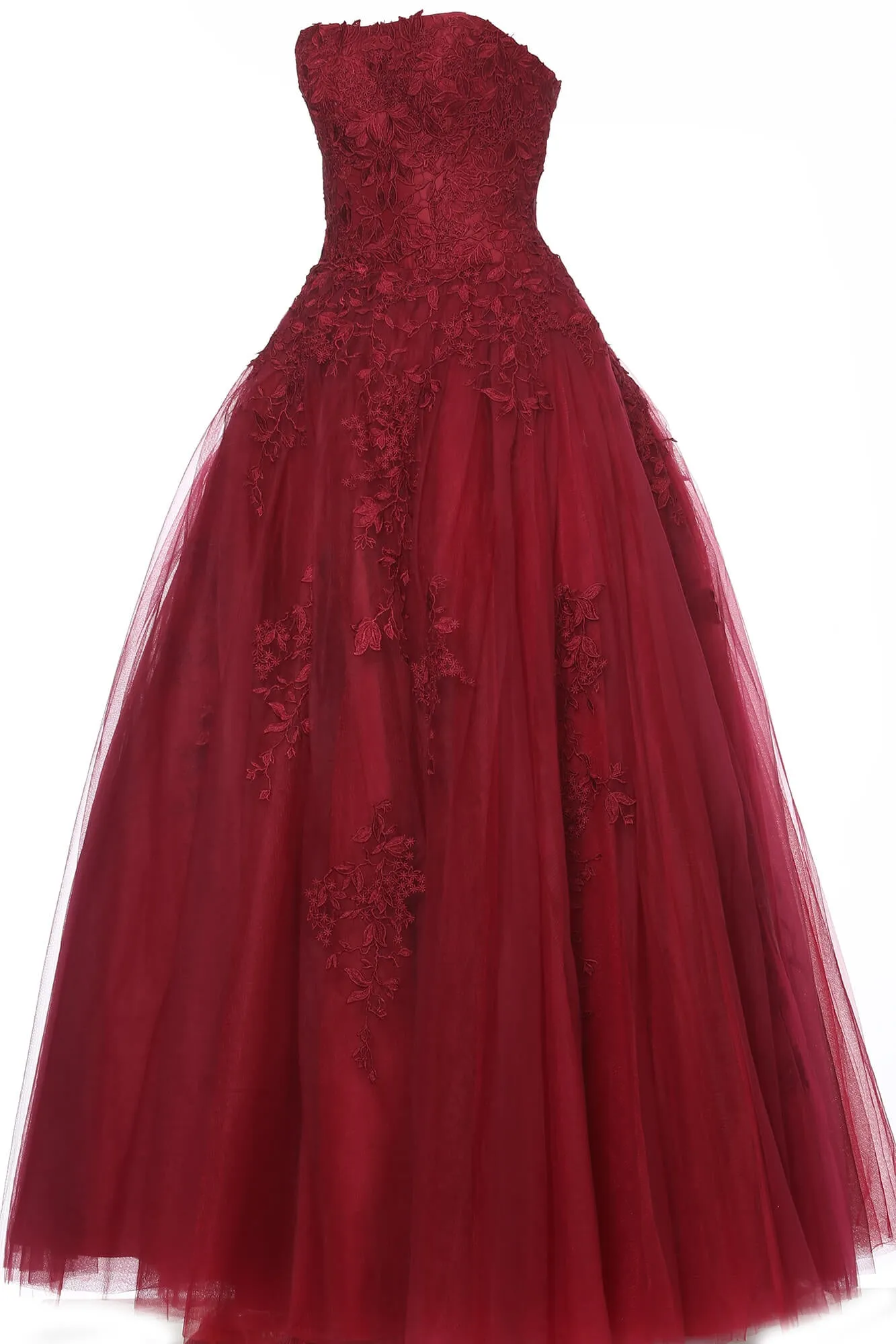 Floral Applique Strapless A-line Gown by Jovani 1831