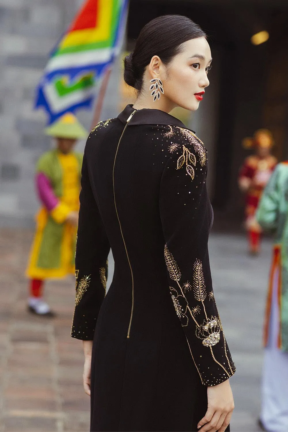 Florine A-line Crossover Velvet Satin Floor Length Dress