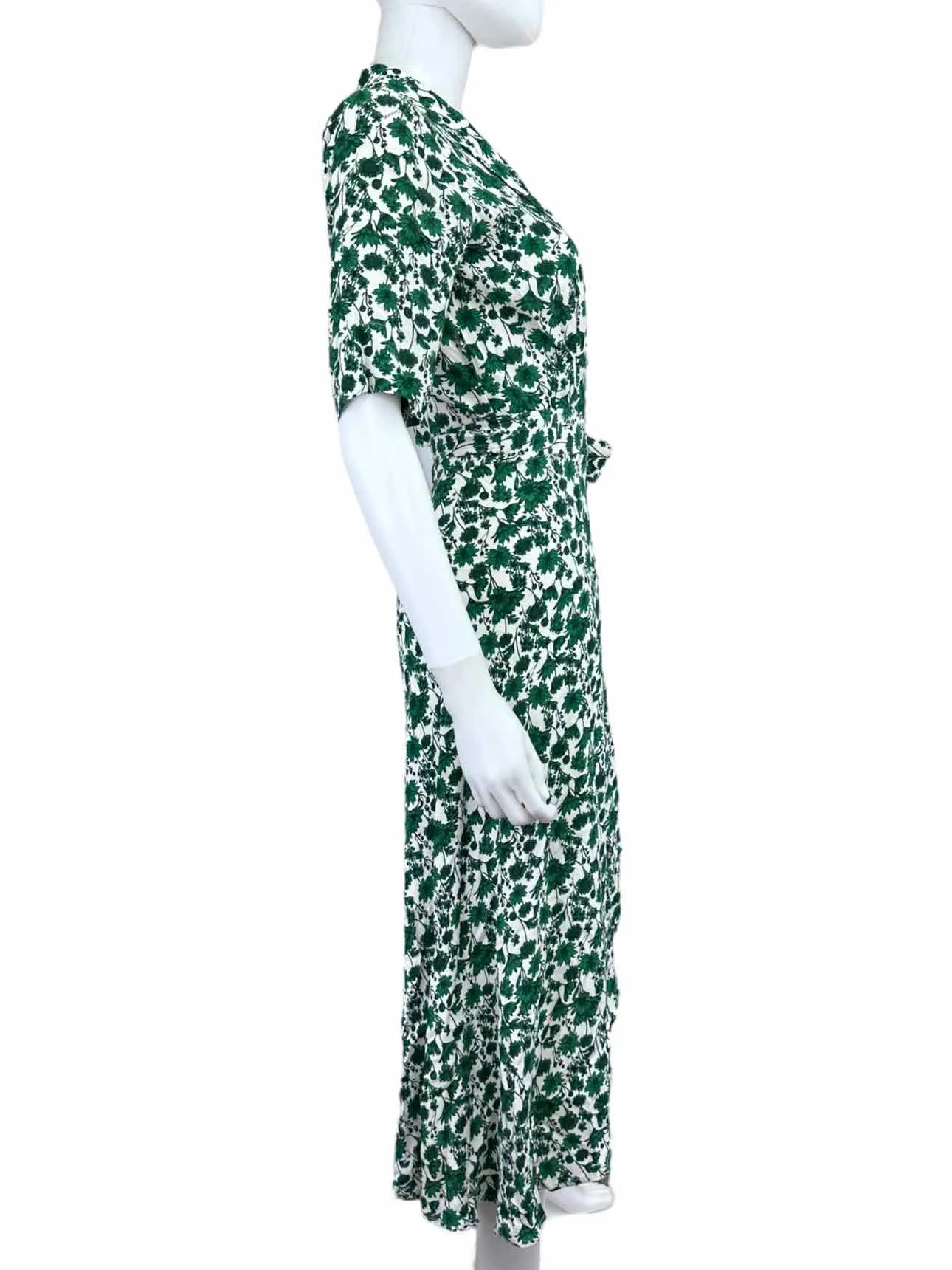 GANNI Green Floral Print Wrap Dress Size S