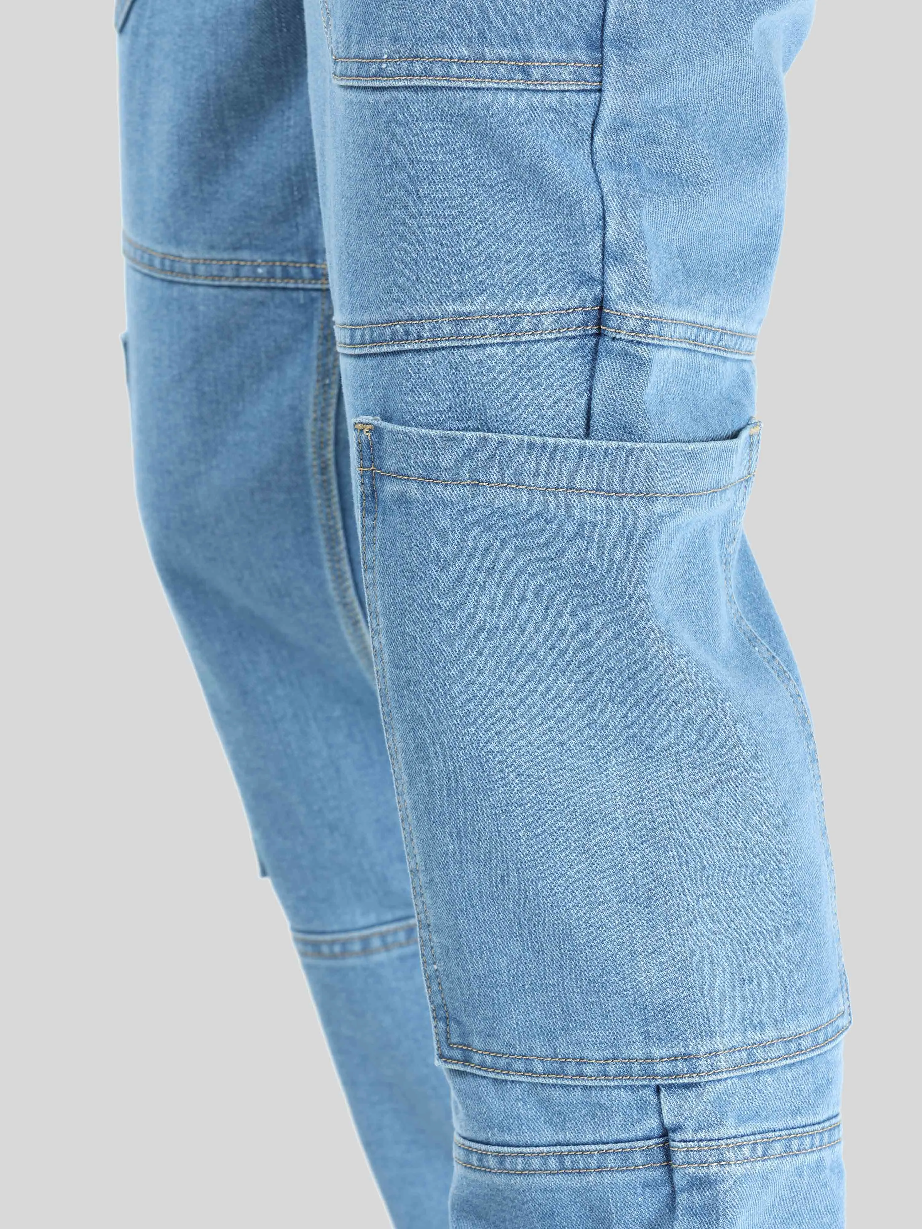 Hippe Light Blue Relaxed Fit Denim Cargo