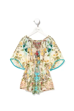 INFANTS 3/4 FLARE SLEEVE PLAYSUIT TEA AND HONEY