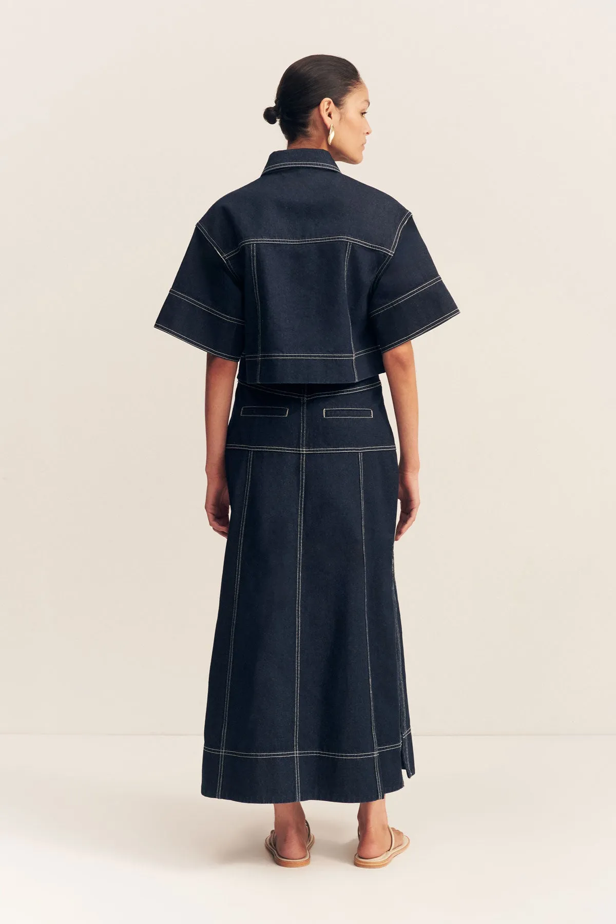 JAQUES FLARED MIDI SKIRT