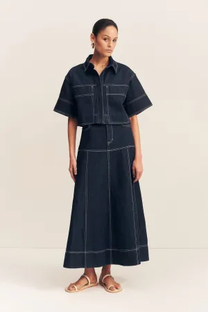 JAQUES FLARED MIDI SKIRT