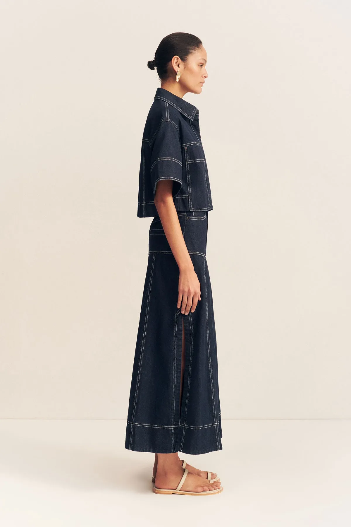 JAQUES FLARED MIDI SKIRT
