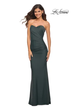 La Femme Strapless Long Sweetheart Prom Dress