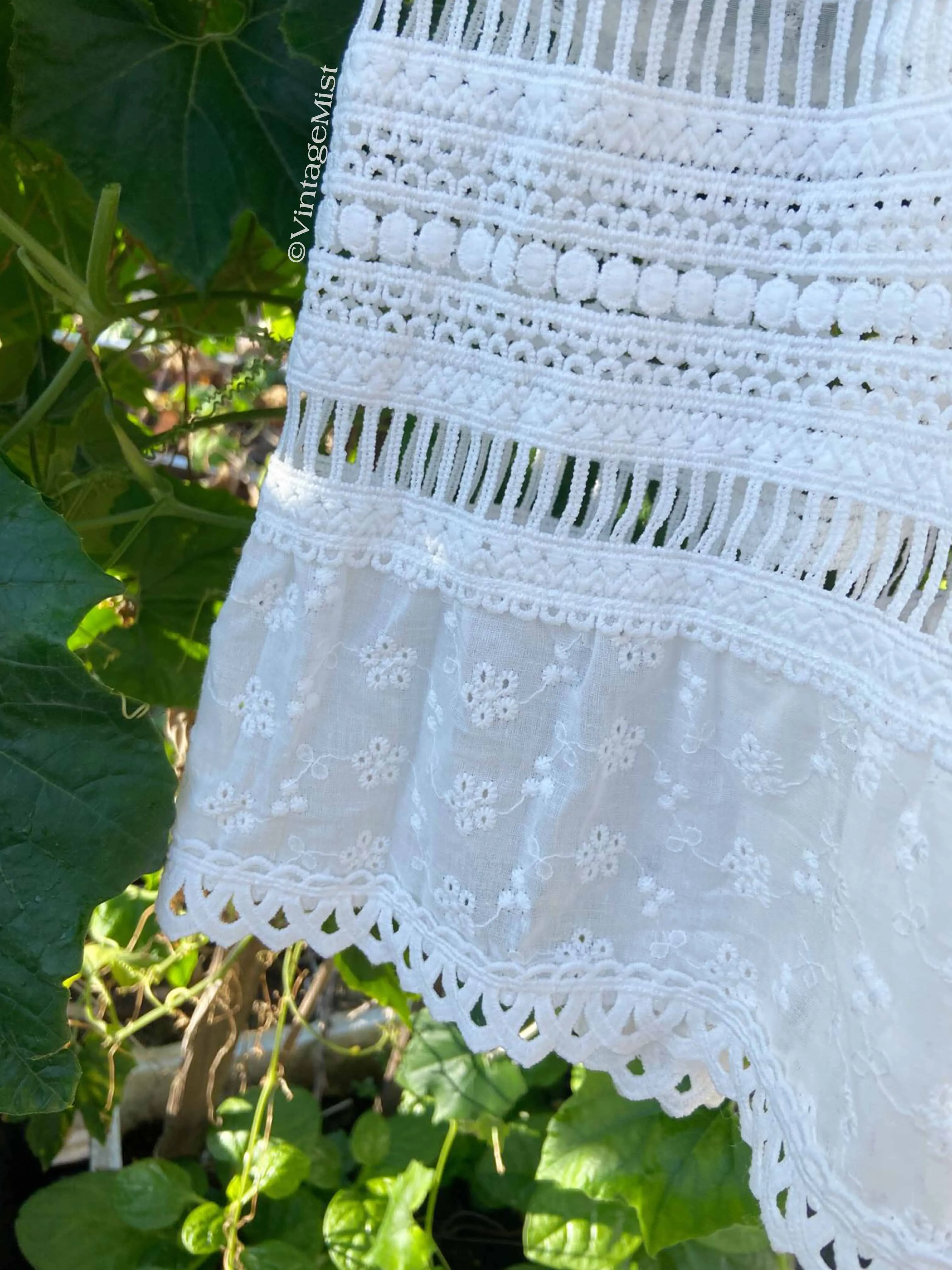 Lace Eyelet Hollow Out Skirt Elastic Waist