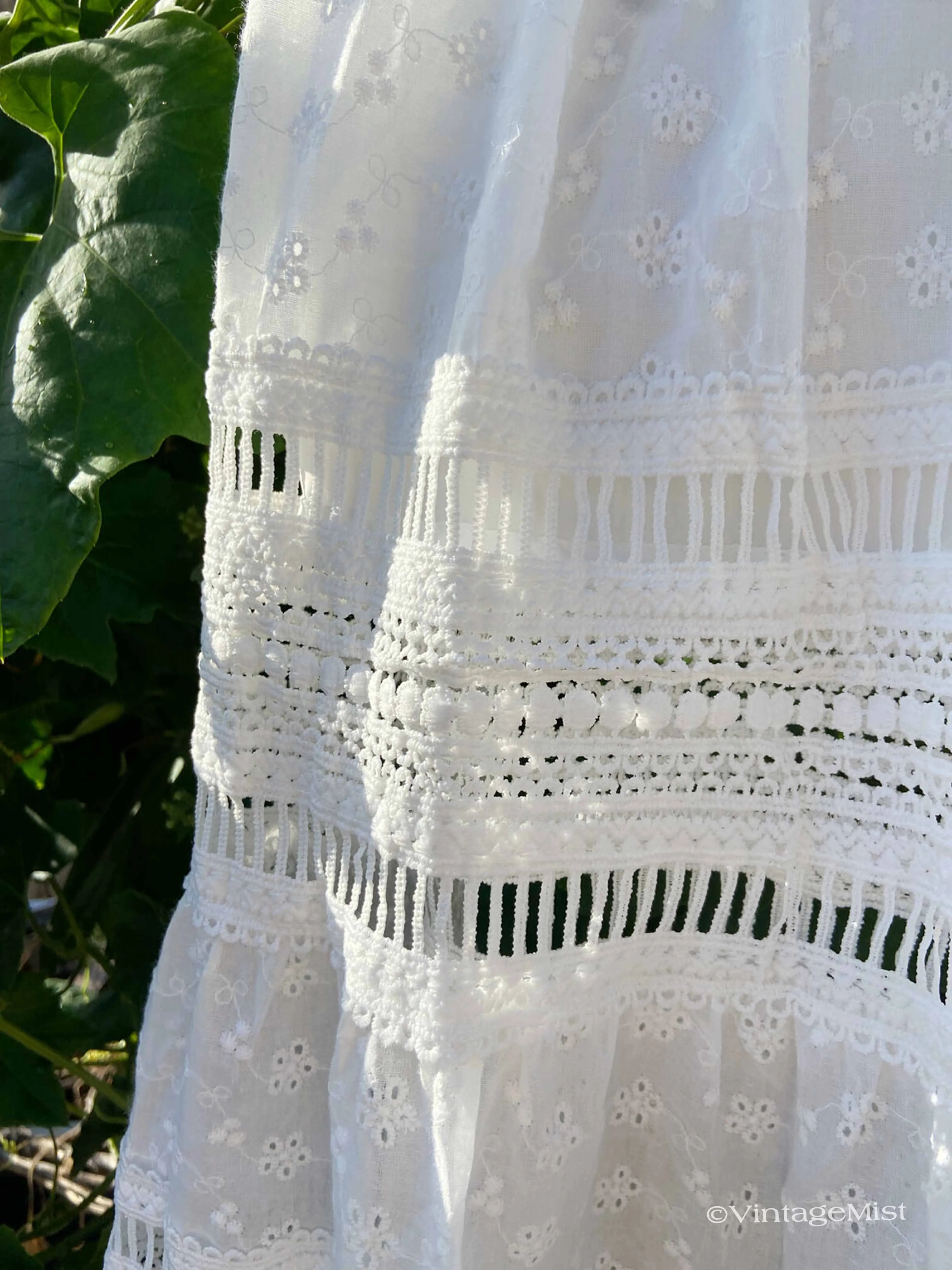 Lace Eyelet Hollow Out Skirt Elastic Waist