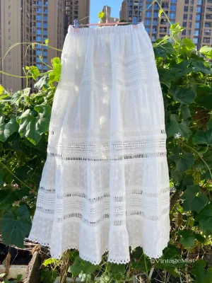 Lace Eyelet Hollow Out Skirt Elastic Waist