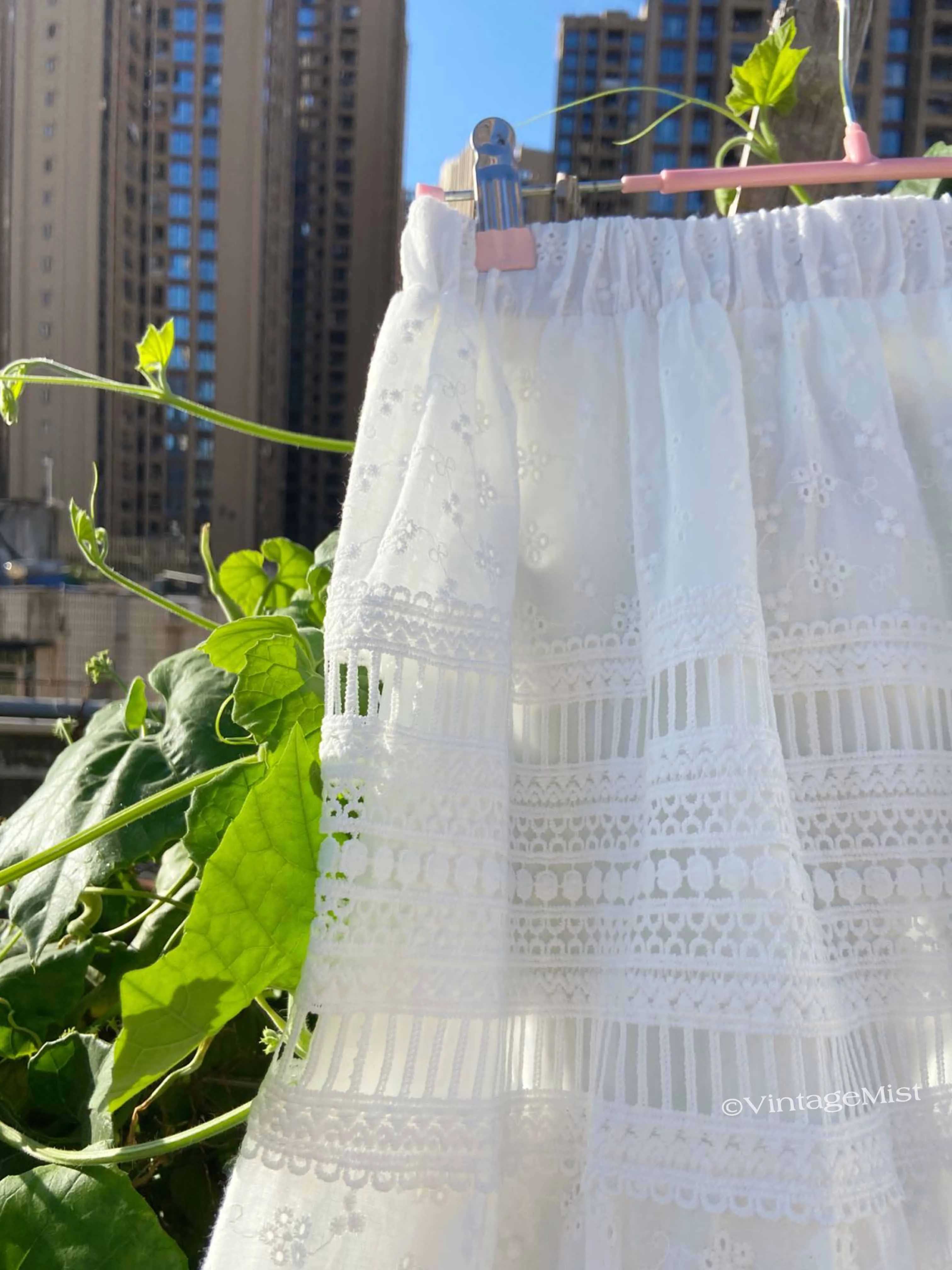 Lace Eyelet Hollow Out Skirt Elastic Waist