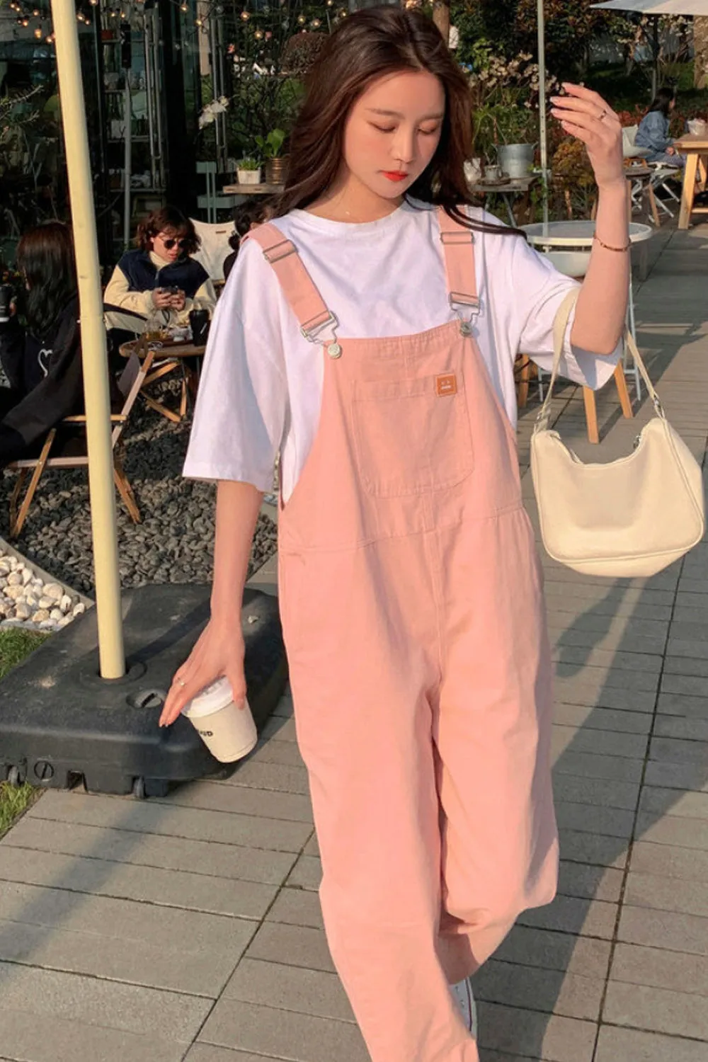 Light Pink Casual Denim Jumpsuits