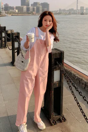 Light Pink Casual Denim Jumpsuits