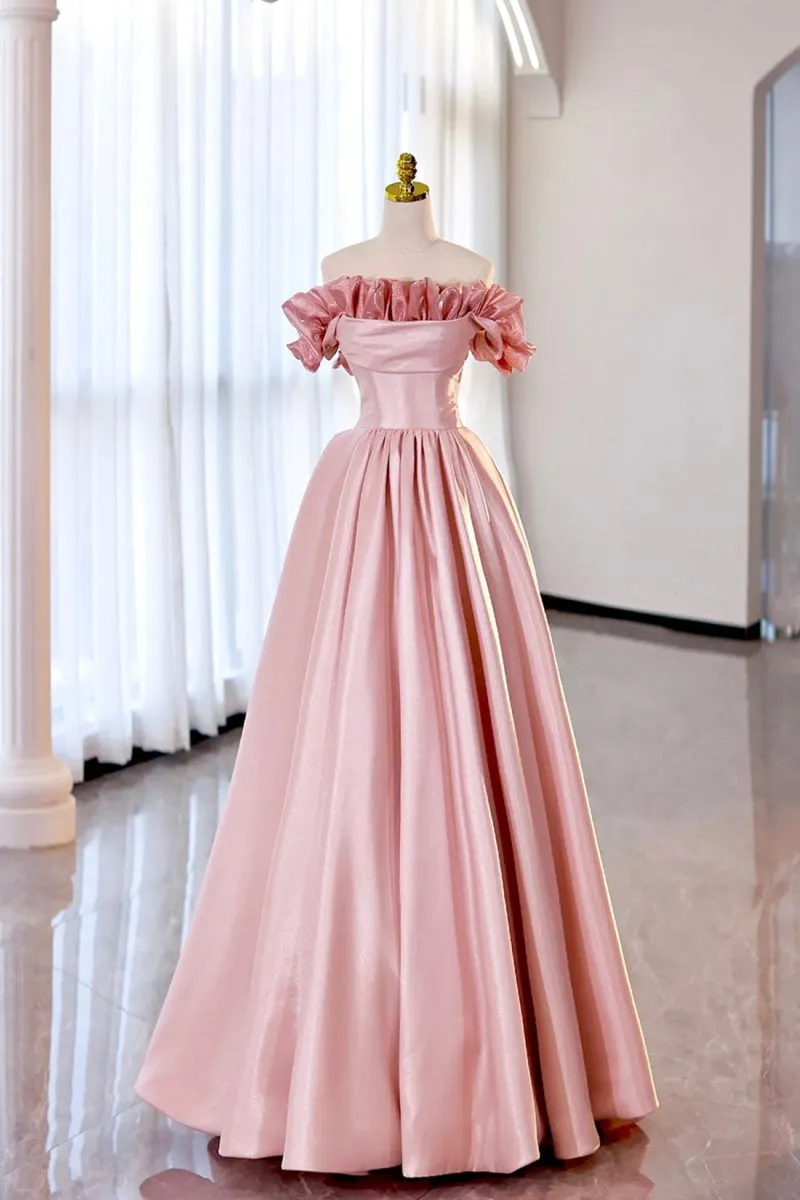 Milan | Burgundy Strapless Satin Long Prom Dress, A-Line Evening Party Dress
