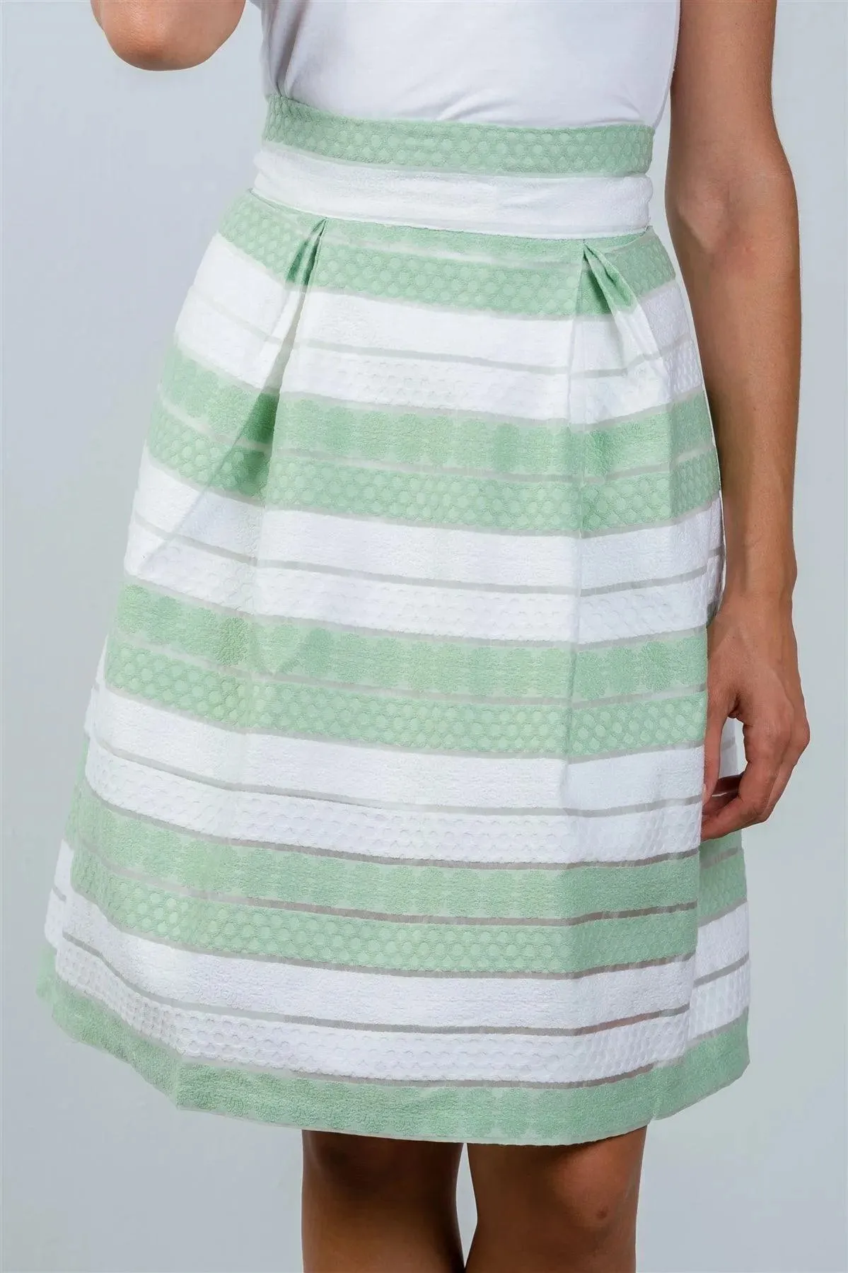 Mint Sheer Stripe Midi Skirt / 2-2-2