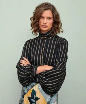 MOMONI - THIERRY BLOUSE IN LUREX STRIPE GAUZE