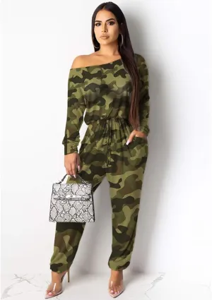 New Women Casual Summer Jumpsuit - Camouflage One Piece Romper Wide Leg Pantsuit Set Playsuit Sz XXL! Retails $51 