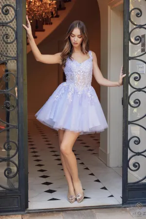 Nox Anabel H846 Size 6, 14 Lilac Short Shimmer Lace Homecoming Dress Sequin Corset Cocktail Gown