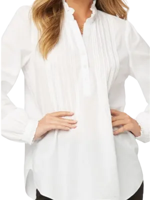 NYDJ White cotton classic pleated detail tunic Blouse UK XL