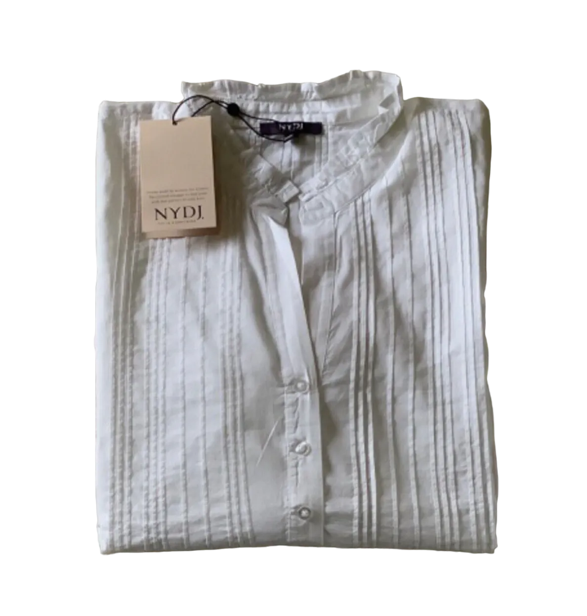 NYDJ White cotton classic pleated detail tunic Blouse UK XL