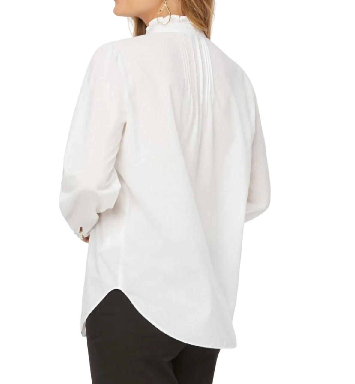 NYDJ White cotton classic pleated detail tunic Blouse UK XL