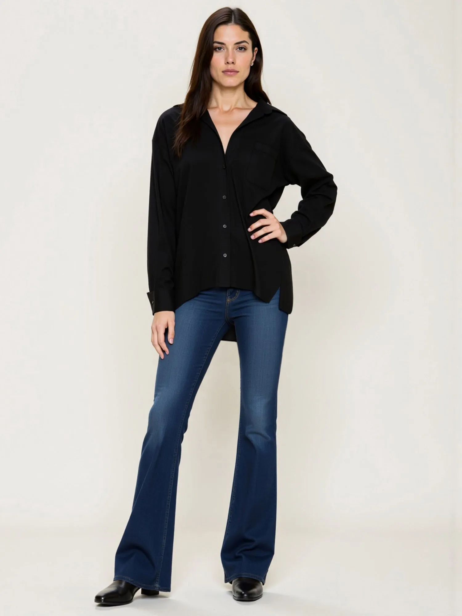 Oversized Cotton Button-Down Top