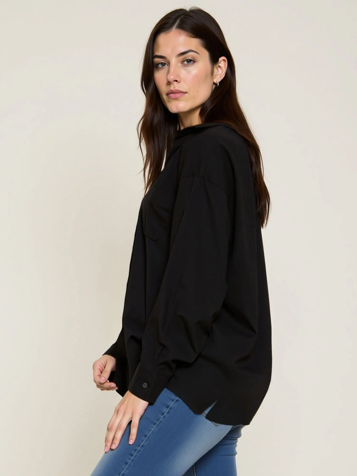 Oversized Cotton Button-Down Top