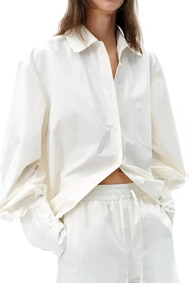 Oversized Long Sleeve Designer White Shirt
