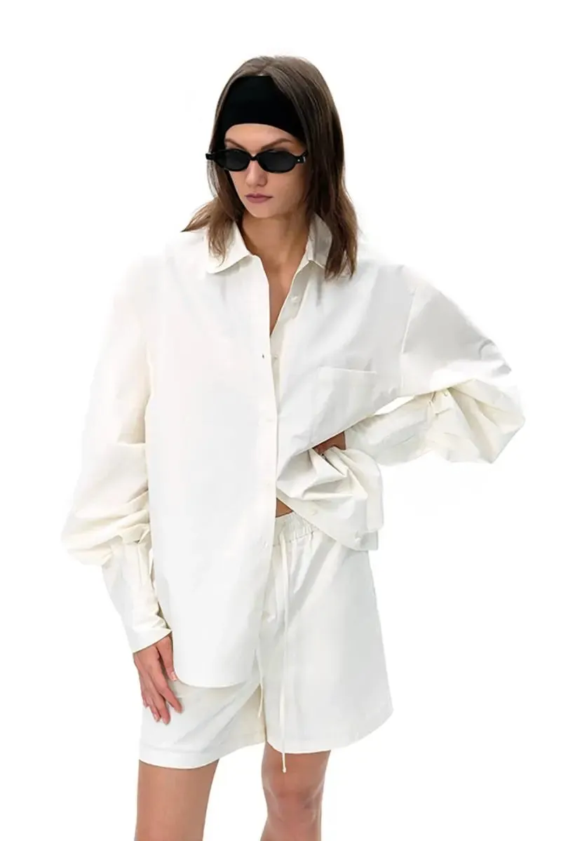 Oversized Long Sleeve Designer White Shirt