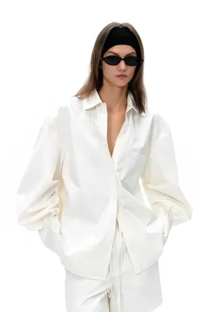 Oversized Long Sleeve Designer White Shirt