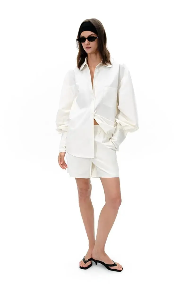 Oversized Long Sleeve Designer White Shirt