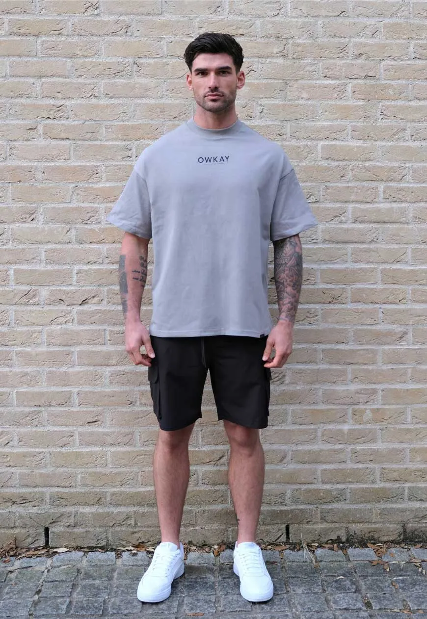 OVERSIZED T-SHIRT STATEMENT - GREY