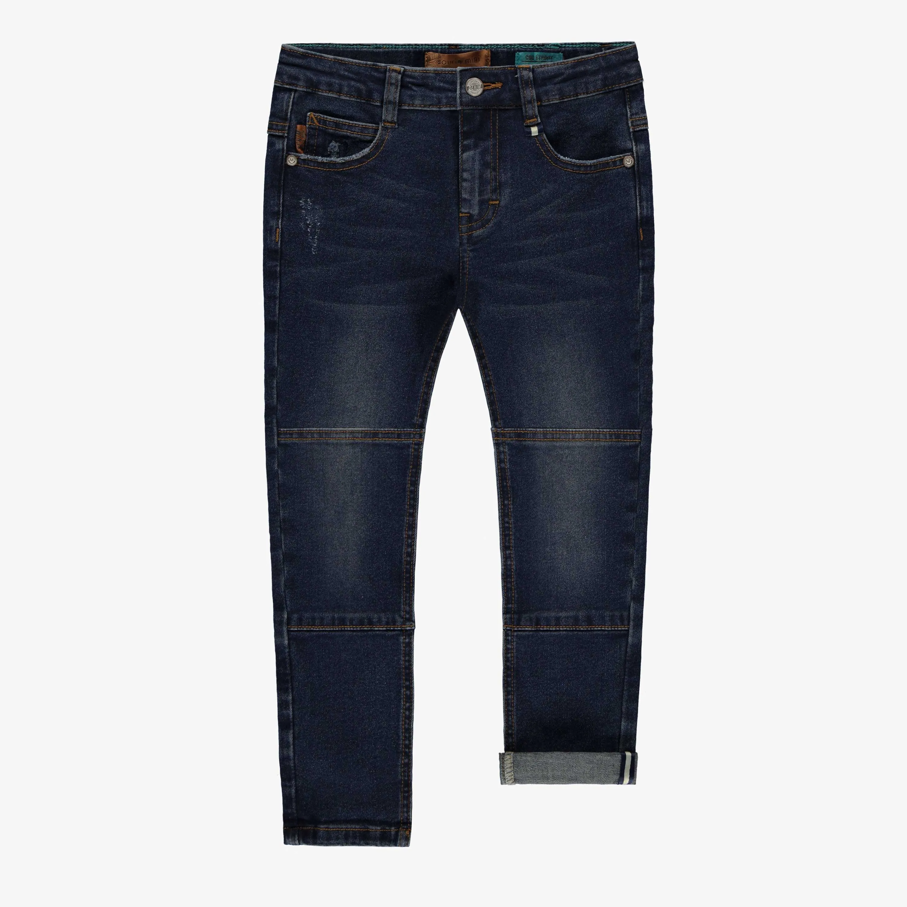 Pantalon en denim bleu foncé effet délavé, enfant || Dark blue denim pants with faded effect, child