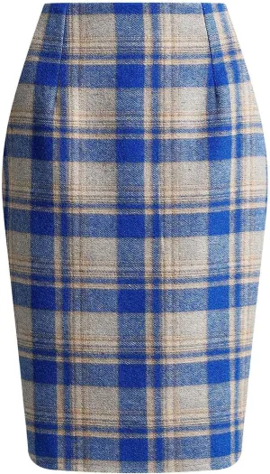 Pencil Pull-On Skirts for Women Plaid Slimming Midi Skirts Fashion Ruched Bodycon Skirt 2024 Trendy Fall Skirt