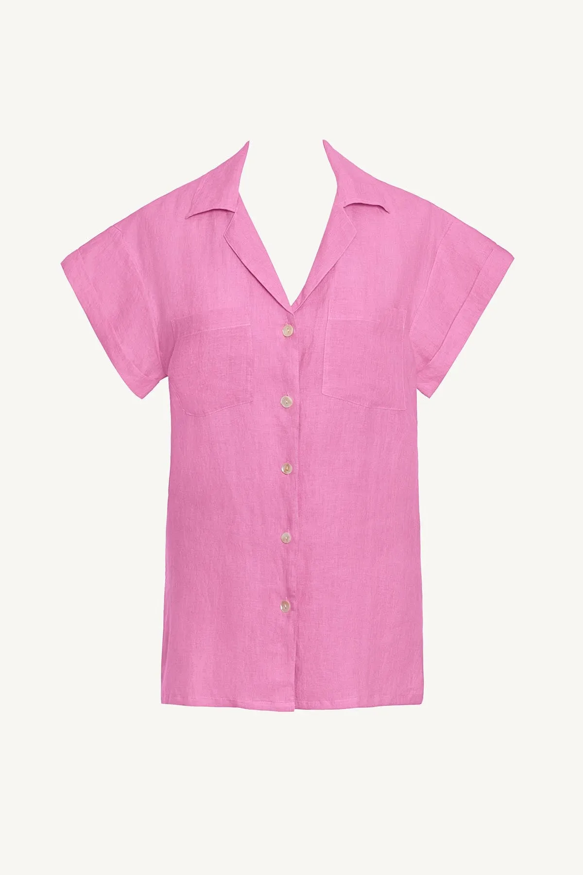 Playa Pocket Blouse - Bubblegum EcoLinen