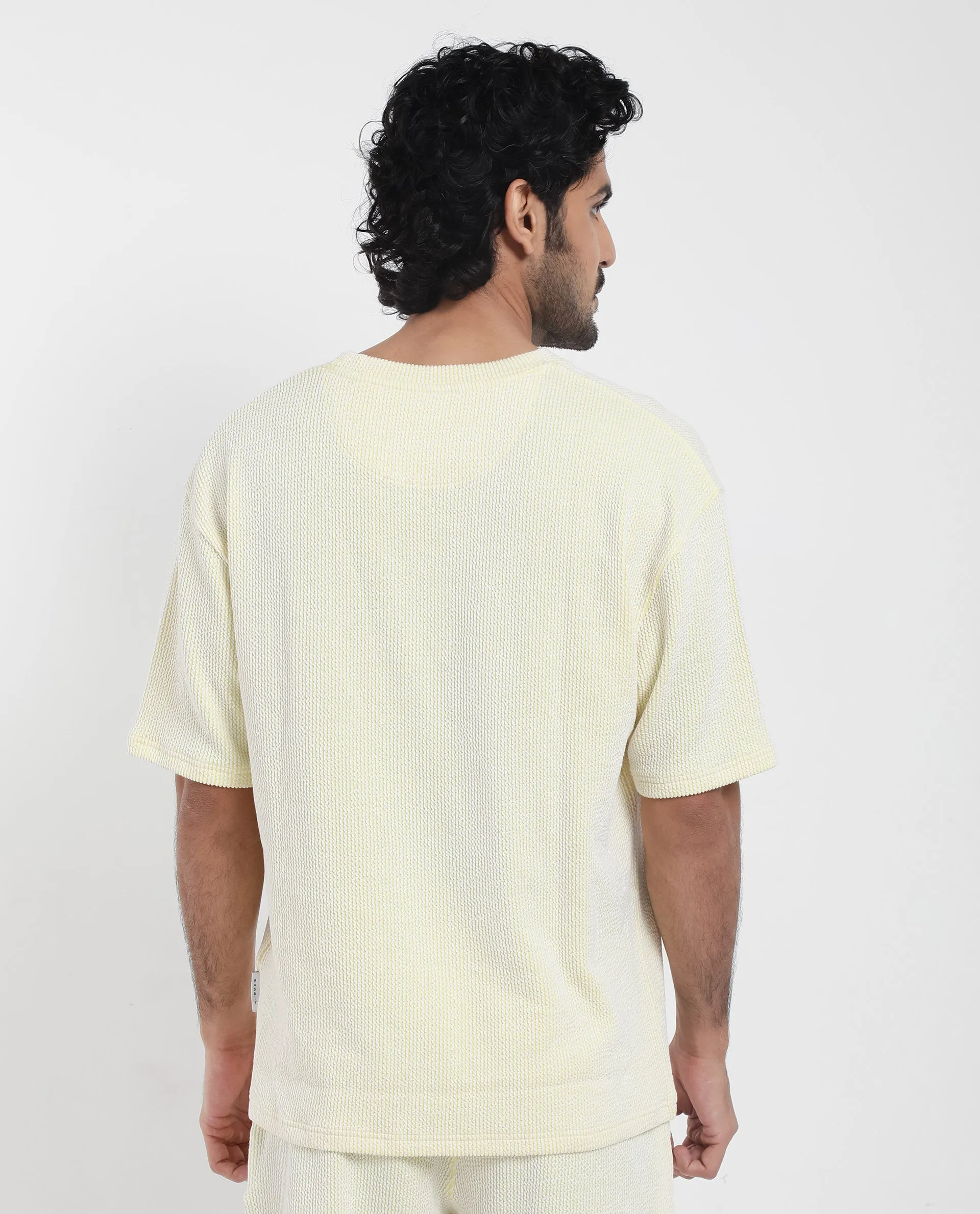 Rare Rabbit Men's Zavet-T Flouroscent Yellow Cotton Polyester Fabric Short Sleeves Crew Neck Oversized Fit T-Shirt