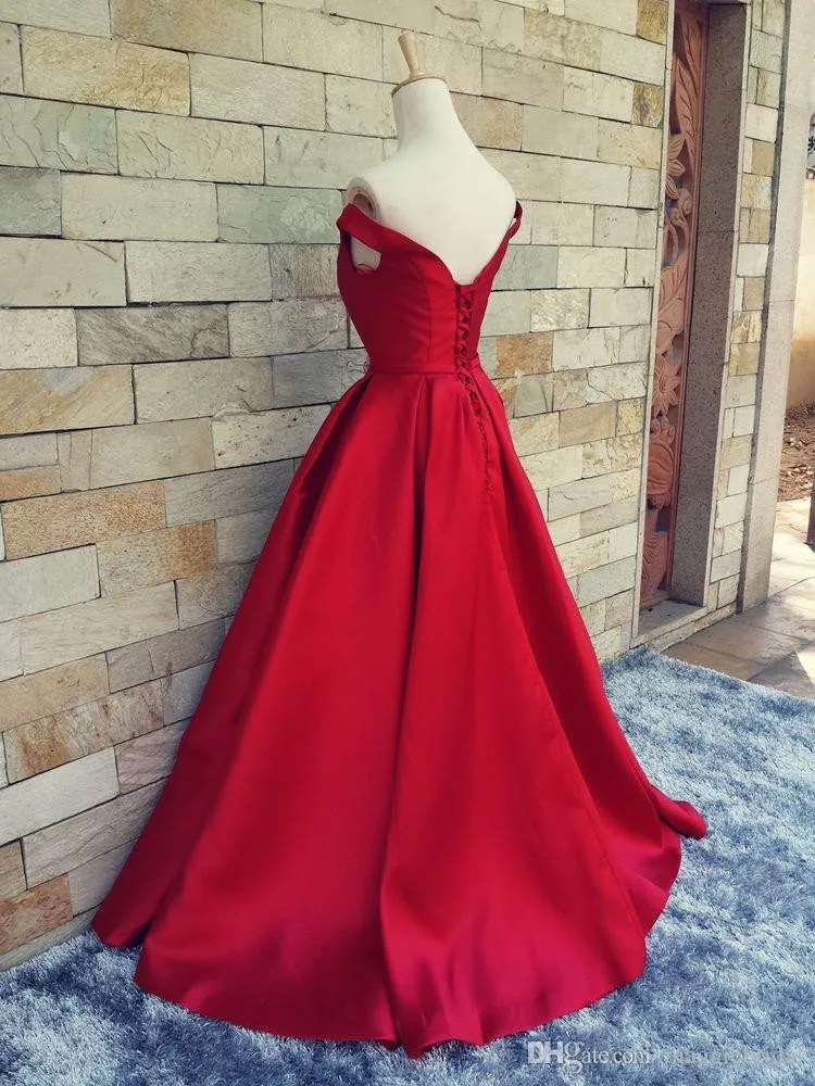 Red Ball Gown Off Shoulders Long Prom Dress Formal Gown