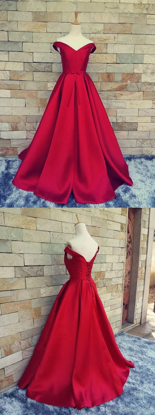 Red Ball Gown Off Shoulders Long Prom Dress Formal Gown