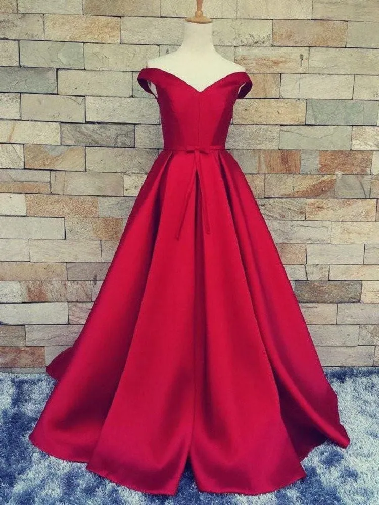 Red Ball Gown Off Shoulders Long Prom Dress Formal Gown
