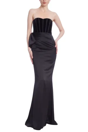 Strapless Bustier Bodice Column Gown
