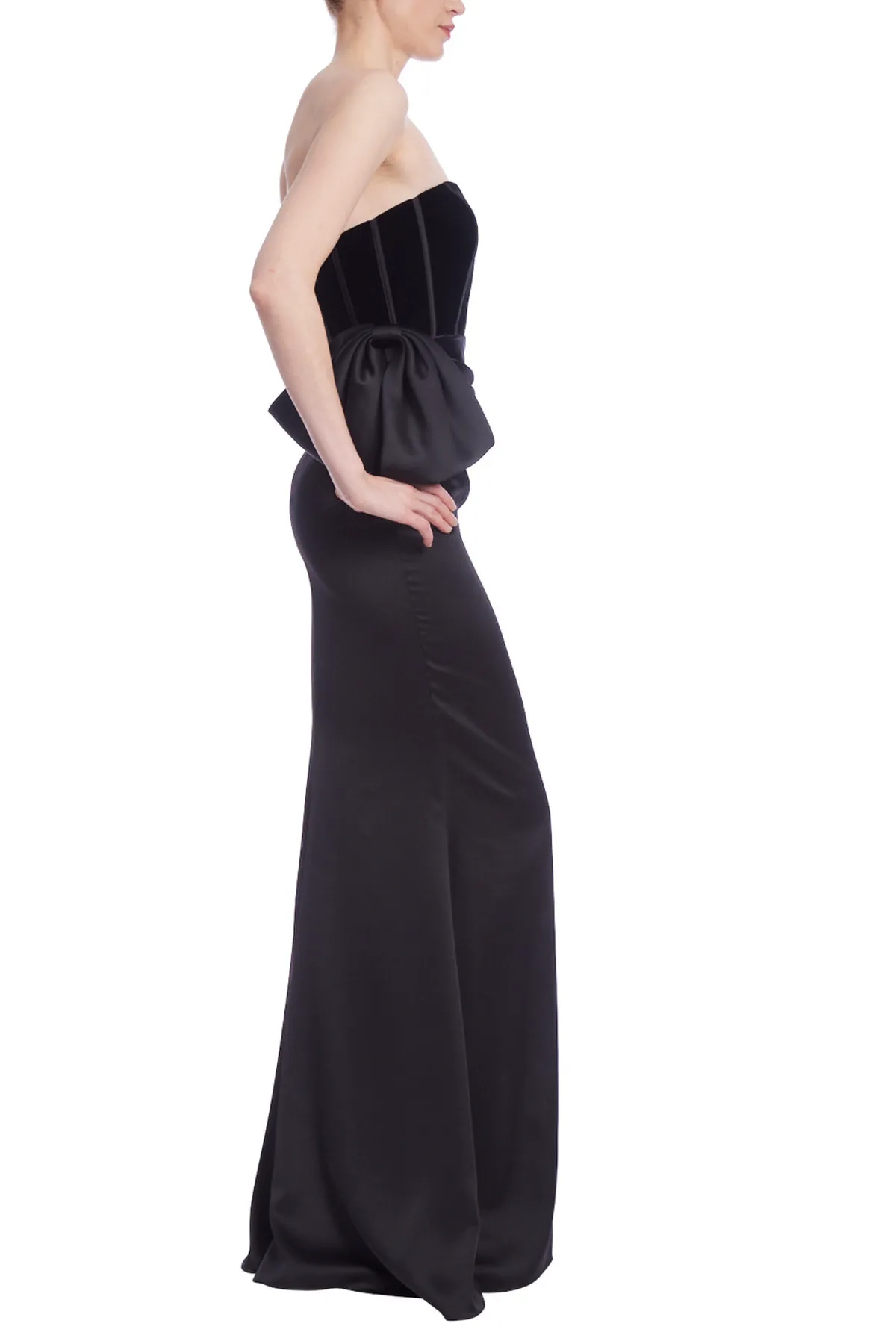 Strapless Bustier Bodice Column Gown