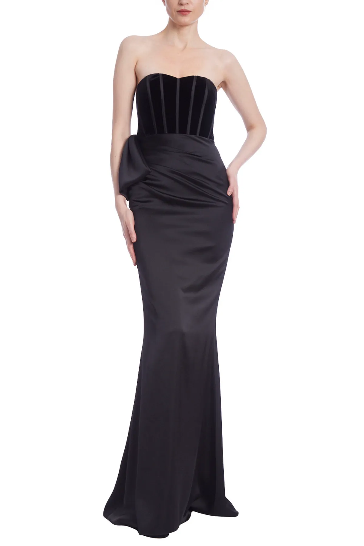Strapless Bustier Bodice Column Gown