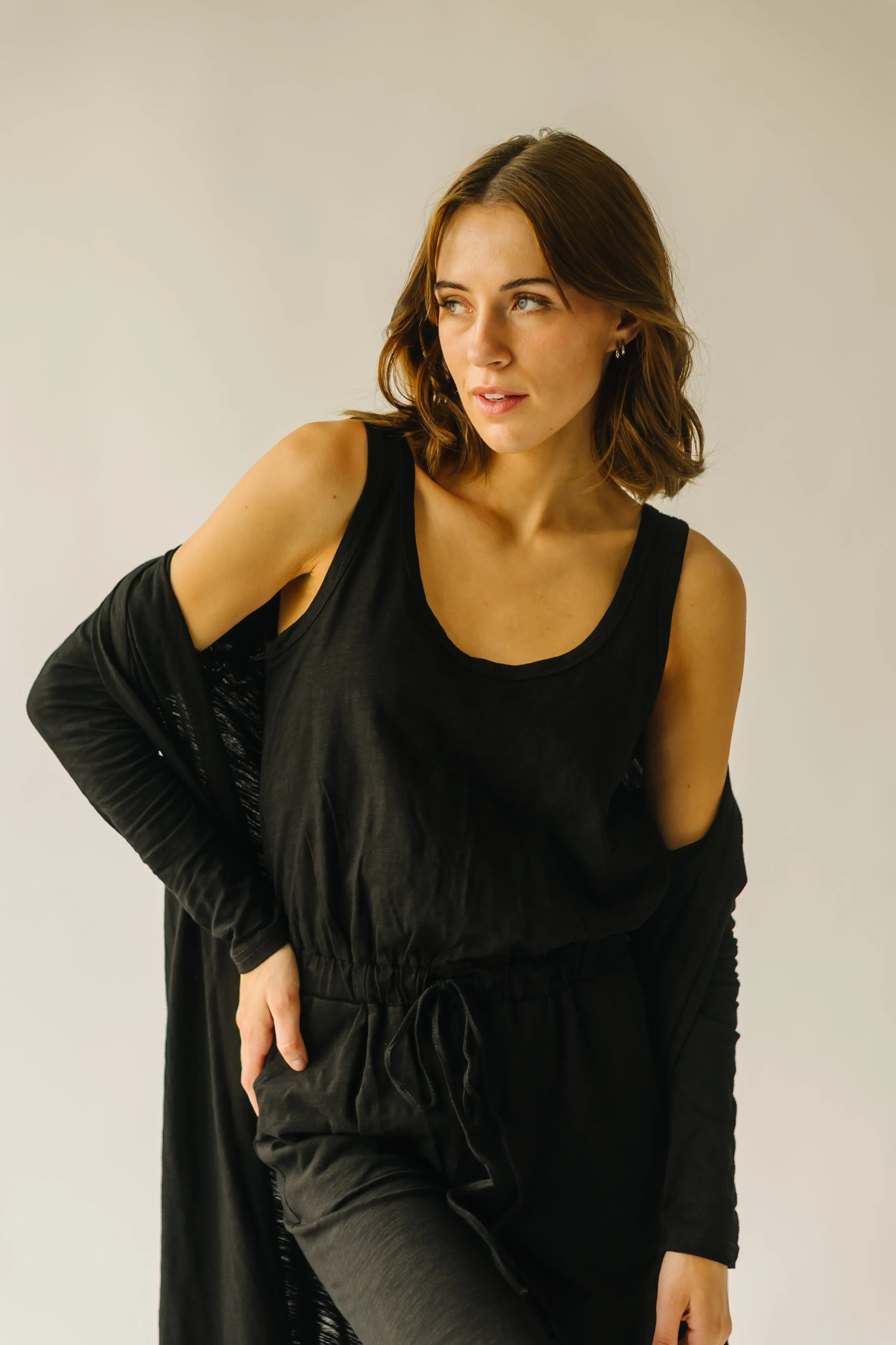 The Schiller Jumpsuit   Cardigan Set in Black